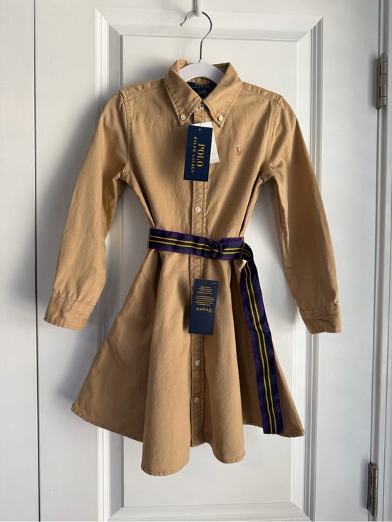 Polo Ralph Lauren Other - Polo Ralph Lauren Girls Belted Chino Shirt Dress Khaki NWT Size 5